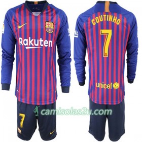 Camisolas de Futebol FC Barcelona Coutinho 7 Criança Equipamento Principal 2018/19 Manga Comprida